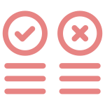 Representation of a comparison of two scenarios, one approved, the other not.