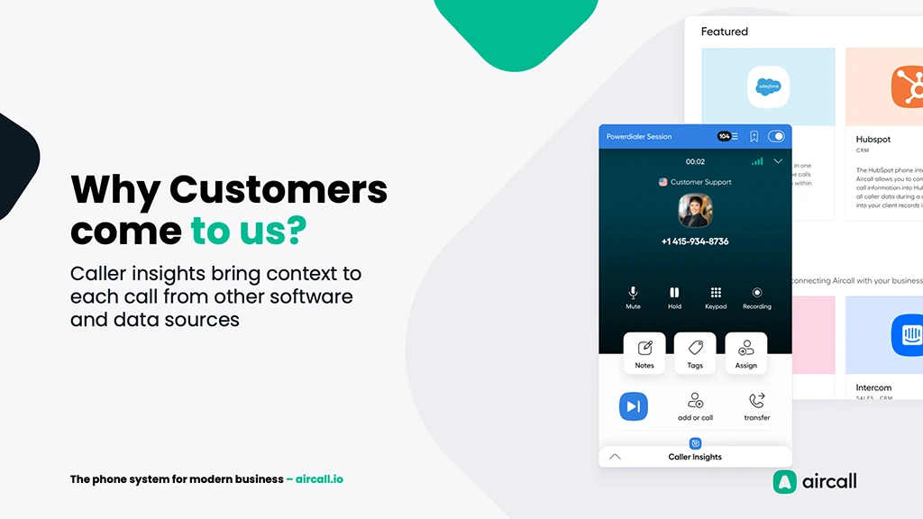 Aircall presentation slide example.